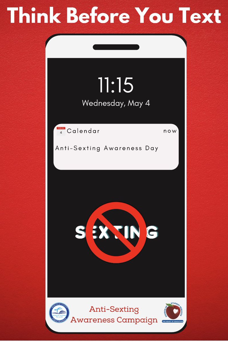 Today on Anti-Sexting Awareness Day we remind students to #ThinkBeforeYouText Sexting is not harmless! Once you click send, there is no way to get your pictures back. They are out there for all to see, including your friends and family. <a href="/MDCPS/">Miami-Dade Schools</a>