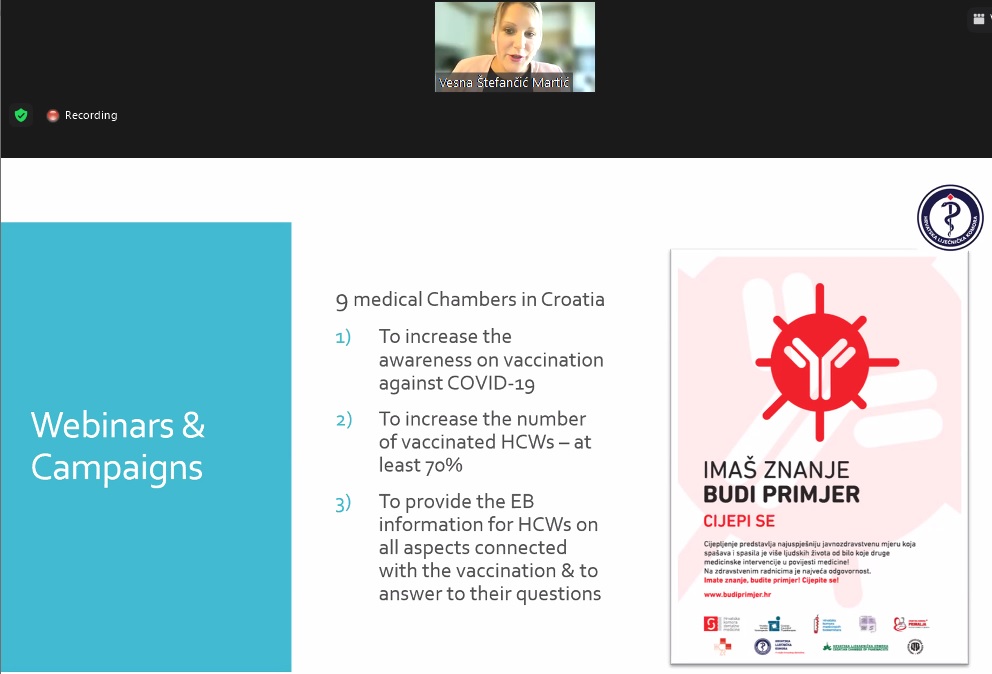 Dr Vesna Štefančić Martić presenting what the Croatian Medical Chamber (<a href="/HLKomora/">HLK</a>) has done to increase awareness on #COVID19 #vaccination.

The <a href="/vaccine_trust/">The Vaccine Confidence Project (VCP)</a> webinar on building healthcare professionals' confidence is on!

#VaccinesWork