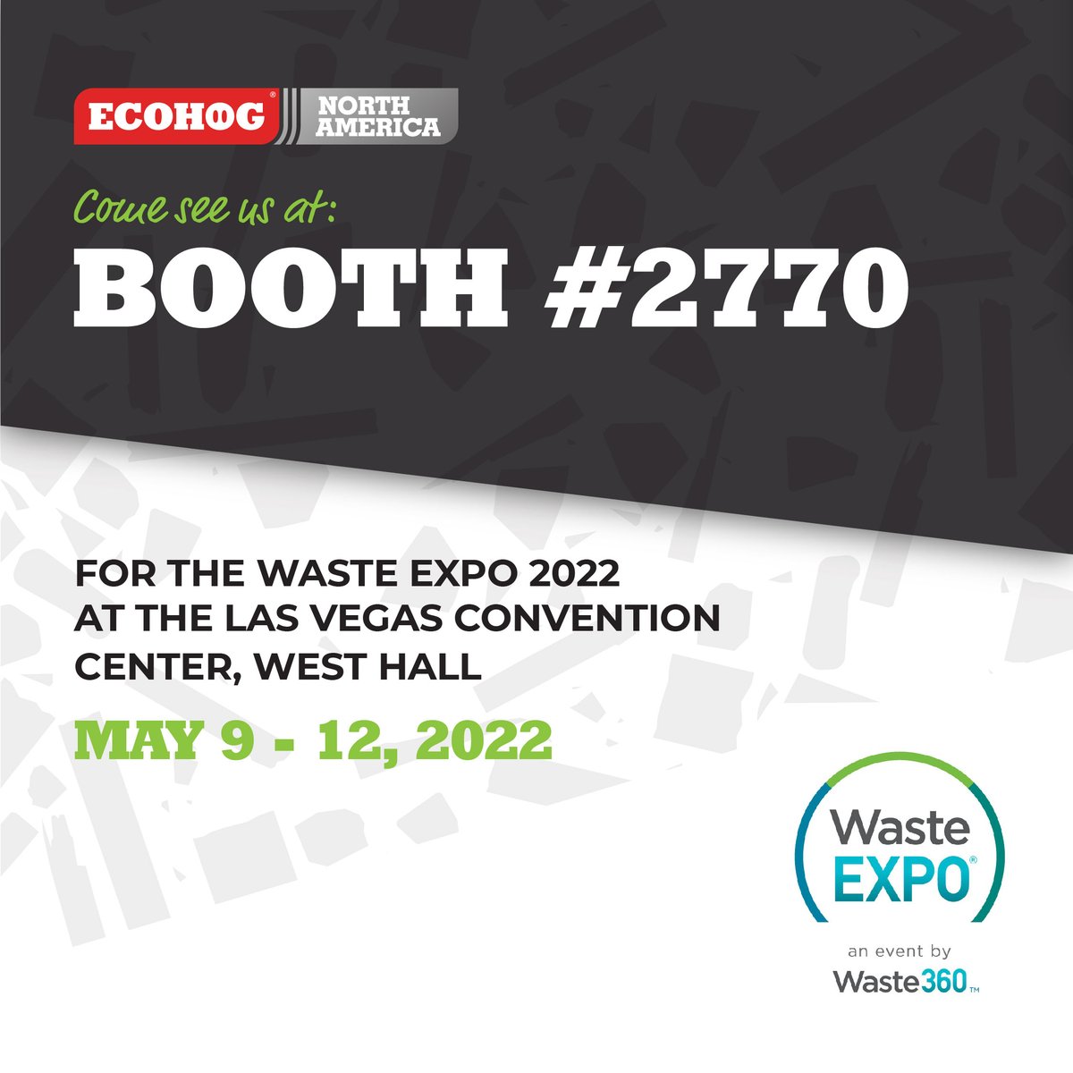 elvselect's tweet photo. Ecohog North America will be at the WasteExpo 2022! Come see us at booth #2770 https://t.co/p2ivdRZTDT