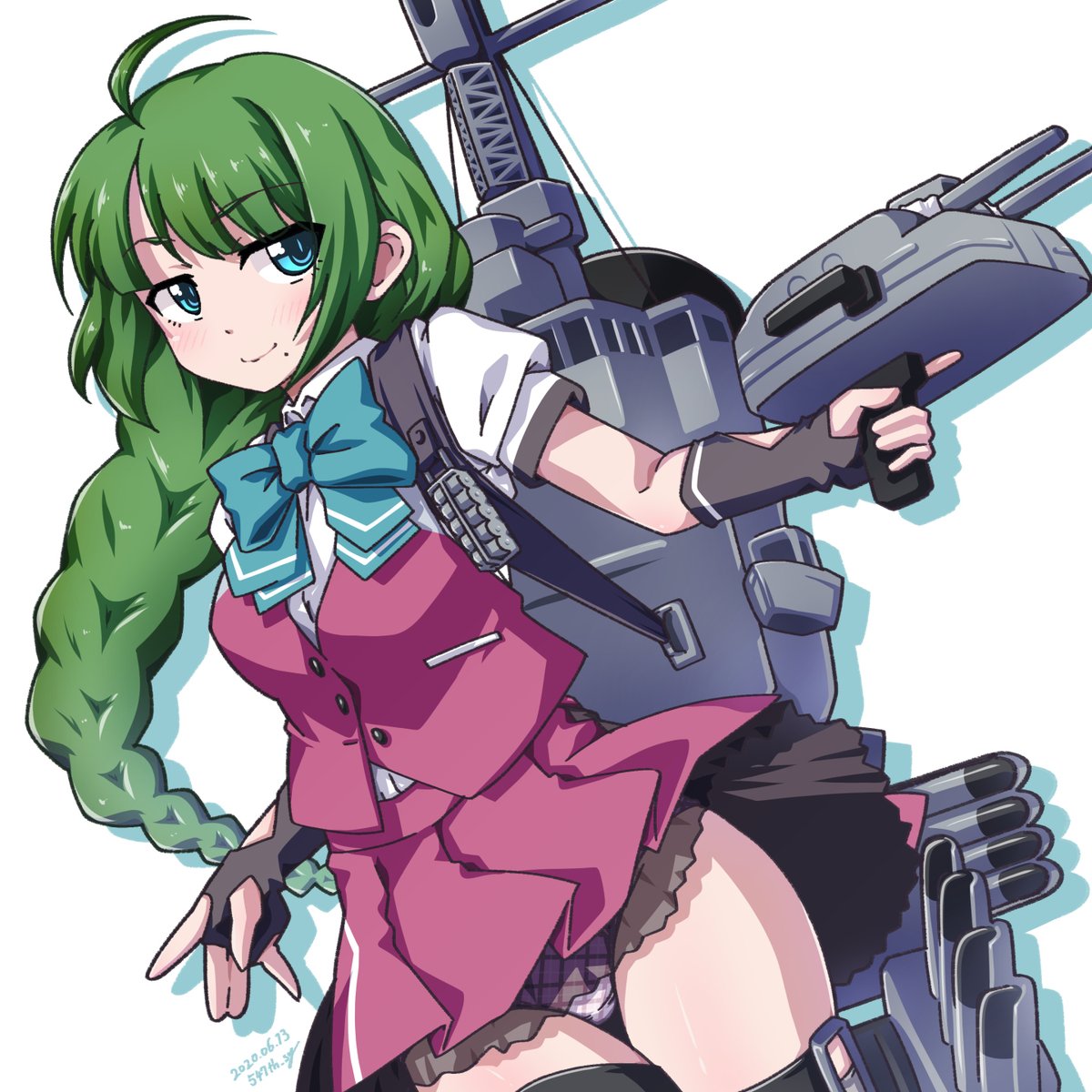 鈴谷(艦隊これくしょん) 「あまり描いてなかったのです...⊂⌒~⊃。Д。)⊃
#みどりの日なので緑色の画像」|547th_syのイラスト