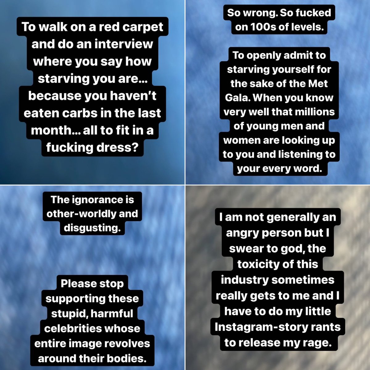 Lili Reinhart calls out Kim Kardashian after she boasted about losing 16 pounds in three weeks for the #MetGala:

“The ignorance is other-worldly and disgusting. Please stop supporting these stupid, harmful celebrities whose entire image revolves around their bodies.”