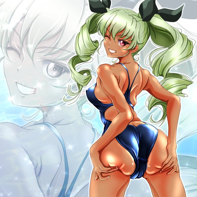 日焼けアンチョビ  (競泳水着) 
  #ガルパン #garupan 