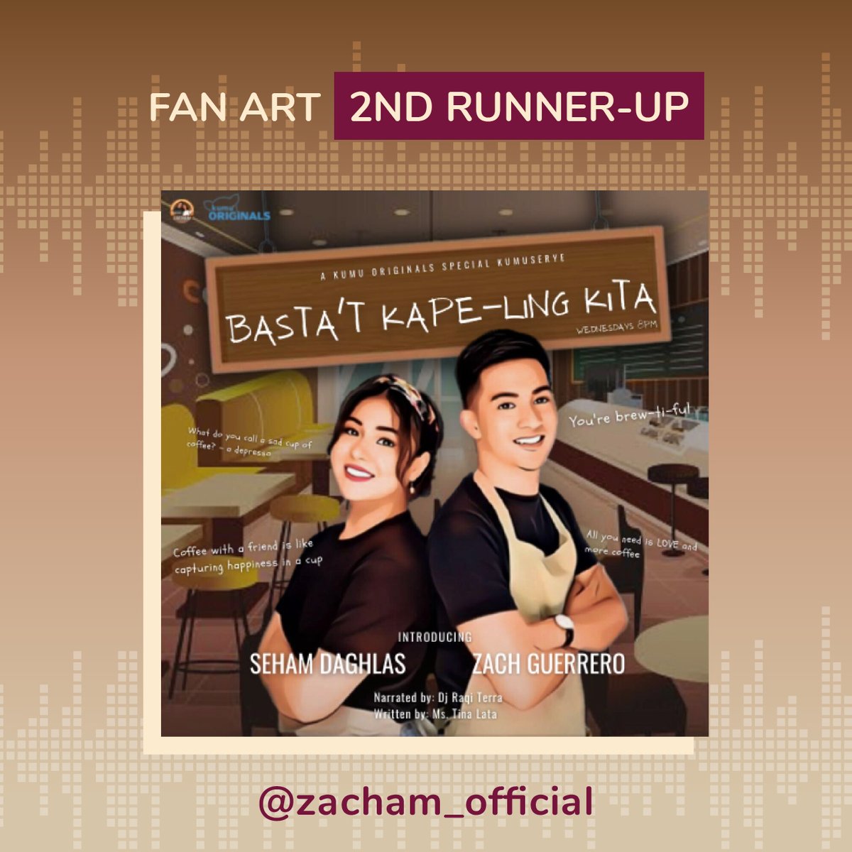 kumuPH's tweet photo. We just wanted to give a shoutout to all ZacHam fanmilies who has been with us in this Kumuserye Book 3 journey! Solid niyo cookies and pancakes! 🤎 

Until our next kumu projects and livestreams! Kumu loves you! 💙 

ZACHAM KUMUSERYE FINALE
#KumuseryeWithZacHam https://t.co/As4hCoruHz