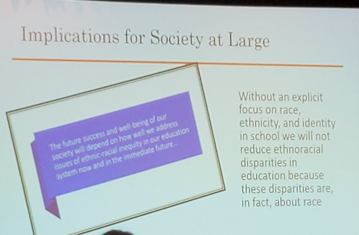Powerful msg from keynote speaker Adriana Umana Taylor on the call to action that it'll take an explicit focus on race, ethnicity &amp; identity in schools if we want to avoid cultural evasiveness &amp; effectively reduce disparities.  #constructingtheother <a href="/SRCDtweets/">Society for Research in Child Development</a> <a href="/SRCDLatinx/">SRCD Latinx Caucus</a>