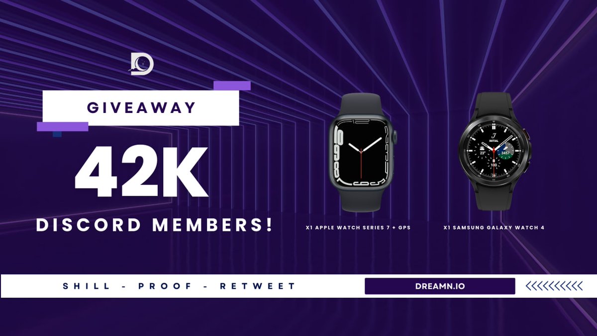 Whitelist Competition-back on+ Win Apple watch, Samsung Watch and Cash Prizes🥳🎉

Read all the rules of competition on our discord under #Announcements 

Thanks again to our amazing community and goodluck!

#dreamn #Giveaway #Whitelist #Sleep2Earn #bsc #WhitelistGiveaway