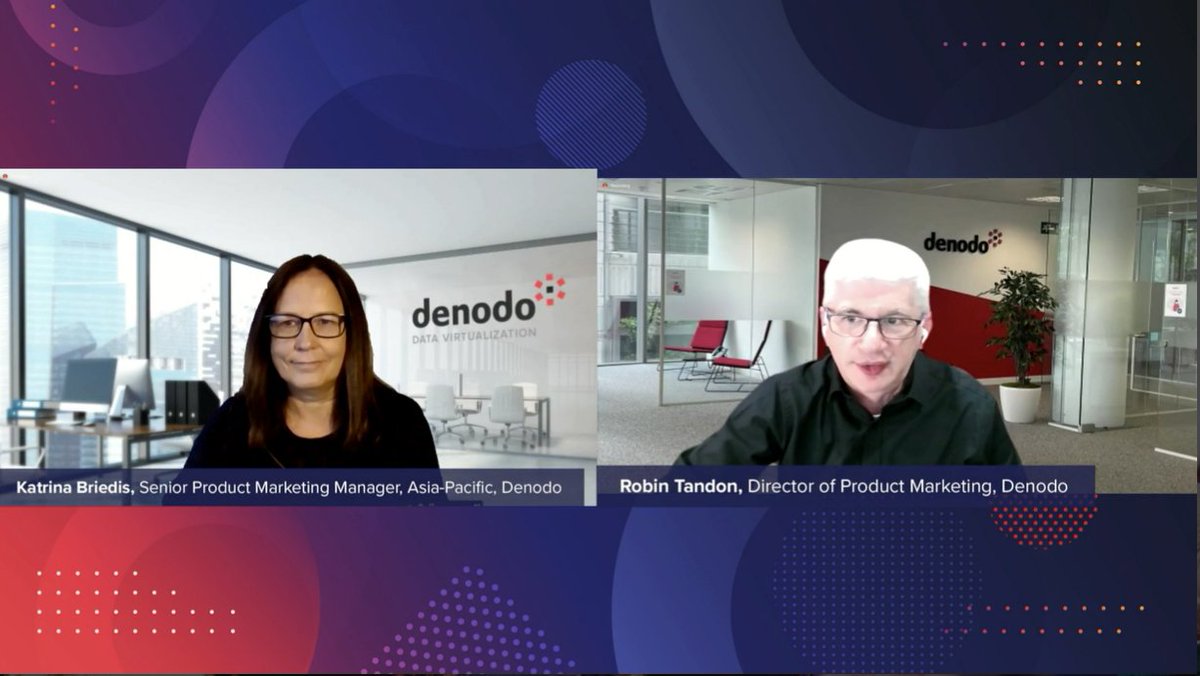 denodo's tweet image. Are you attending the breakouts at the #FastDataStrategy Virtual Summit #AMERICAS? Different panels related to #logicaldatafabric with Katrina Briedis and @robin_tandon; #datamesh with @Ravi_Shankar_; and #datamarketplaces with @iosmetic and @FelixLiao bit.ly/380focW