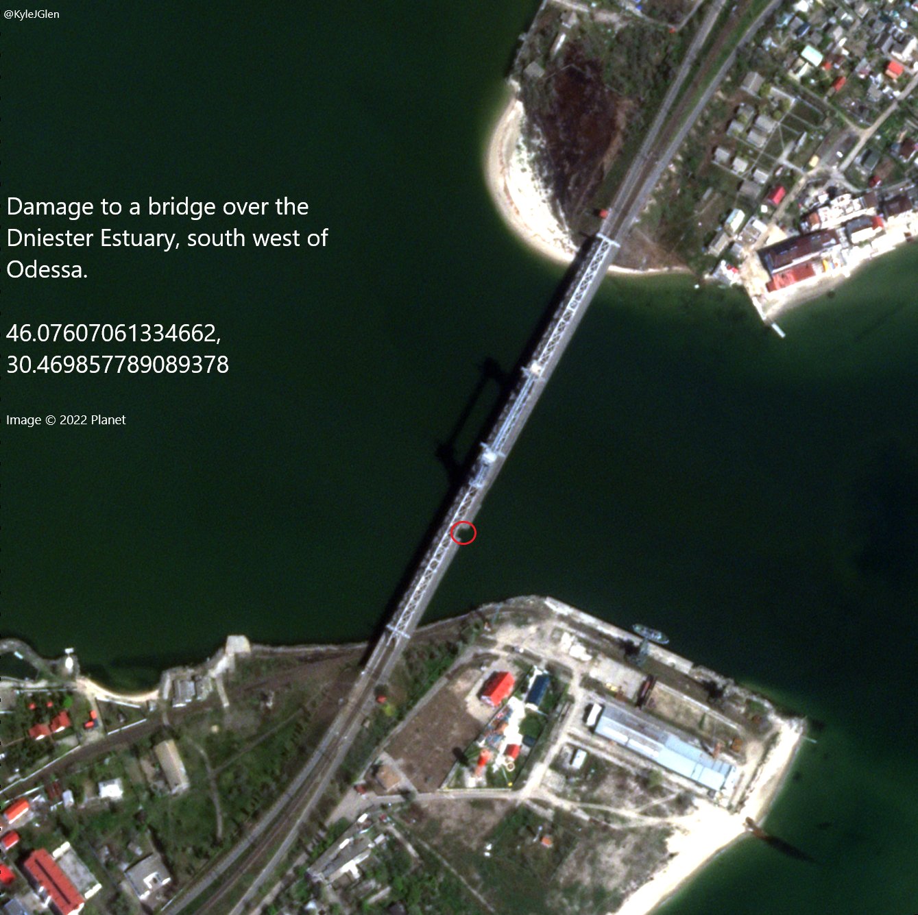 spook on Twitter "RT KyleJGlen Damage to a bridge near Odessa is clearly visible on satellite