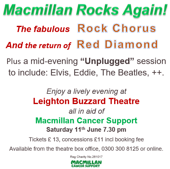 MacLBCommittee's tweet photo. Macmillan Rocks Again! we're back at the Library Theatre - Sat 11th June 7.30pm - tickets available via theatre box office #livemusic #fundraising #Macmillan #LBevents https://t.co/boyA6RZsrm