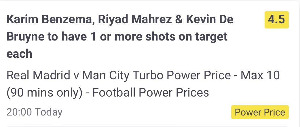TipsRaw's tweet image. Real Madrid v Man City Longshots

Big odds, small stakes tonight for a bit of fun 👇

Odds @ 4.5, 8.0 &amp;amp; 31.0