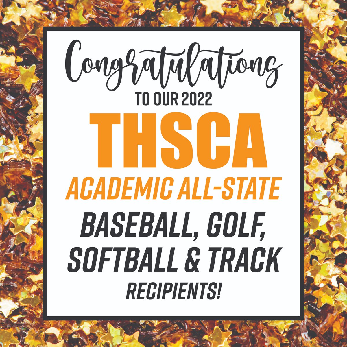 Congratulations to our 2022 Academic All-State Baseball, Golf, Softball, and Track recipients!⚾️⛳️🥎👟

Check the list here: thsca.com/academic-all-s…

#THSCAStrong