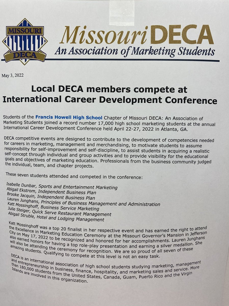 Francis Howell DECA tweet media