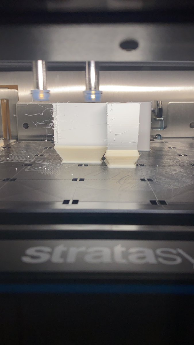 man_meat_ME's tweet photo. More expensive machine does NOT mean higher quality parts. Stratasys F170 printing some ASA and it looks awful. Can’t hold less than +/- 0.02 and can’t adjust for size growth/shrinkage in slicer. https://t.co/CmClM6XJqM