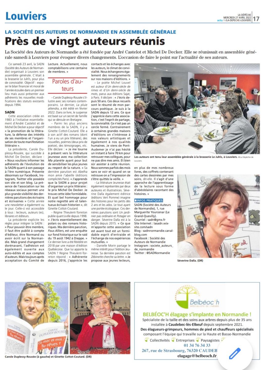 SADNormandie's tweet photo. La Sadn dans @DepecheLouviers !
#sadn #auteurs #Normandie https://t.co/BM7XdfWiqu