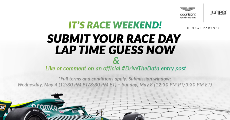 HPE_Networking's tweet photo. We're extending the time to enter your race day lap time guess for the #MiamiGP! 🤩

Enter your guess for Sebastian Vettel's time NOW!
✔️ Like/comment on a #DriveTheData contest entry post
✔️ Follow us or @AstonMartinF1 on TW, FB or IG
✔️ Submit your race day guess via the form