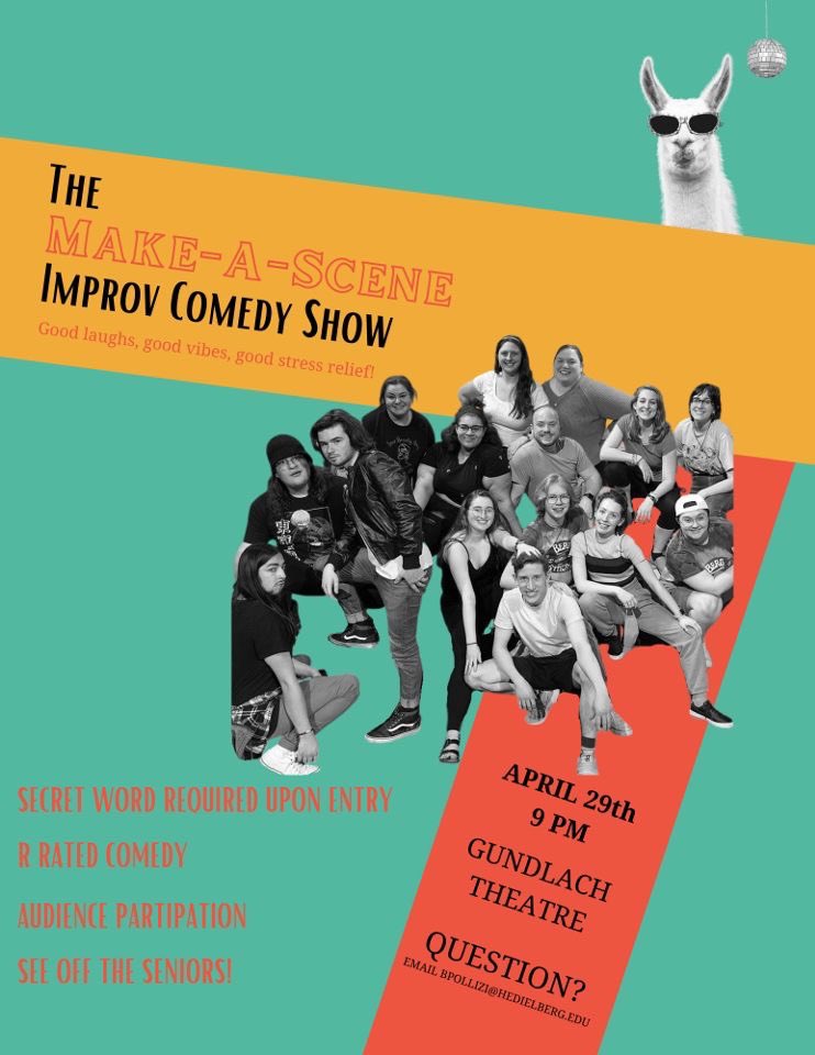 Tonight… come to Gundlach Theatre before Midnight Breakfast for a little appetizer to end the crazy semester we’ve been going through together. Share with your friends and loved ones as we share this show with our friends and loved ones!