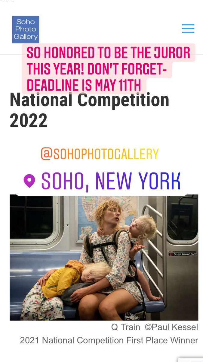 mjelinekphoto's tweet photo. Don’t forget to apply to the @SoHoPhotoNYC  National Competition!❤️ https://t.co/GtIWFeiHNq
