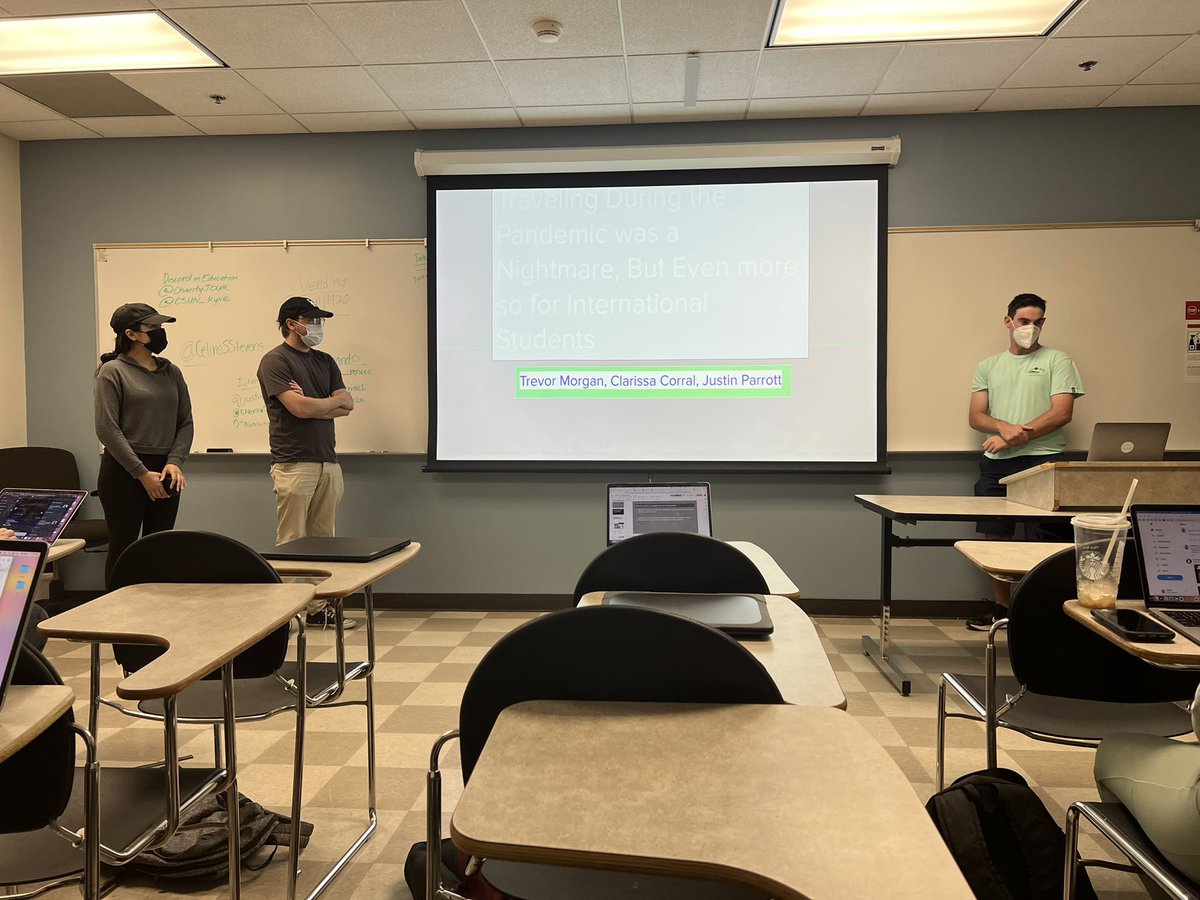 CharityJOUR's tweet photo. Next up is the struggles of travel for international students during the pandemic by @justin_150 @ClarissaCorral9 @trevorwmorgan https://t.co/gY5Xt7B4r9