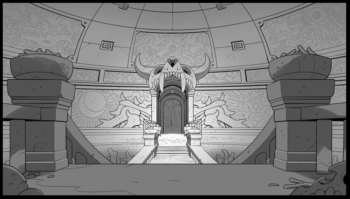 Skipping ahead to the episode that just aired...217: Edge of the World. I will call this one a Difficult Episode, but I'm pretty happy with how these turned out. Tough to say what my favorite bgs I've done for the show are, but these are up there.