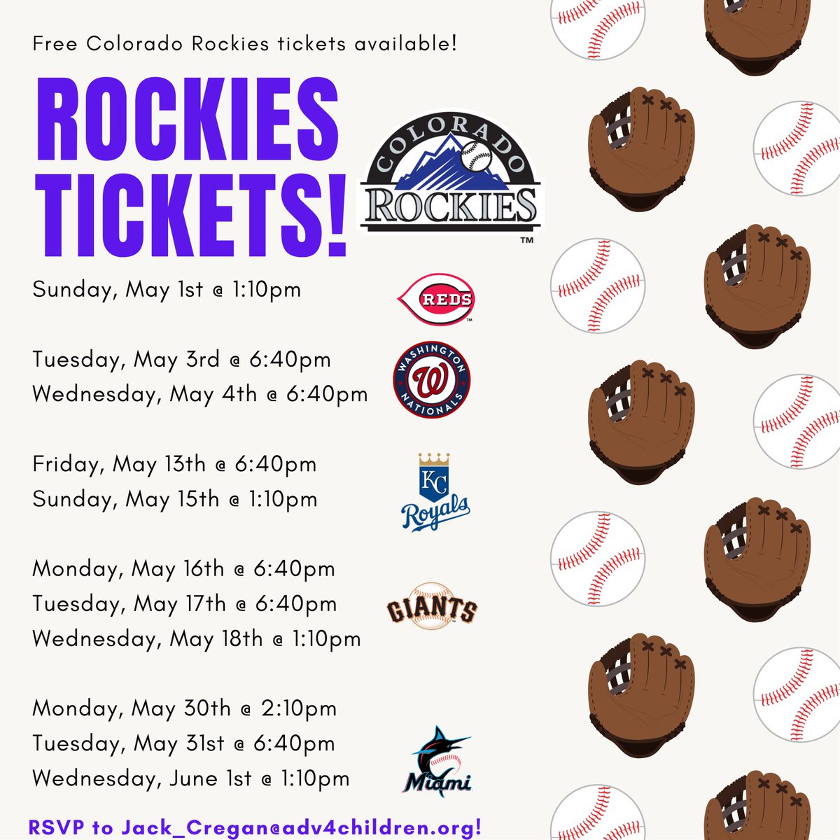 We still have #Rockies tix available for CASA kids! Be in touch if you want to go see the Rockies!
