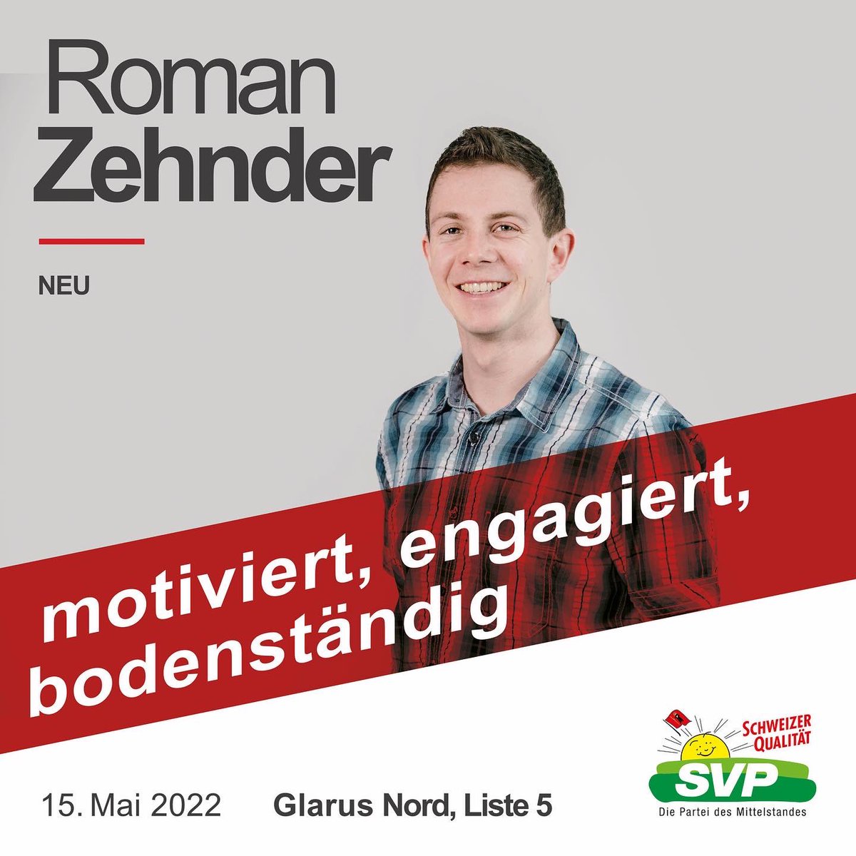 Das Kandidatenkarussell dreht sich weiter zur SVP Glarus Nord, Liste-Nr. 5 / 👉 Listenplatznr. 9 - Edwin Koller aus Mollis, 👉 Listenplatznr. 16 - Katja Moser aus Mühlehorn, 👉 Listenplatznr. 12 - Roman Zehnder aus Mollis, DANKE für die Wahlunterstützung #aberclever