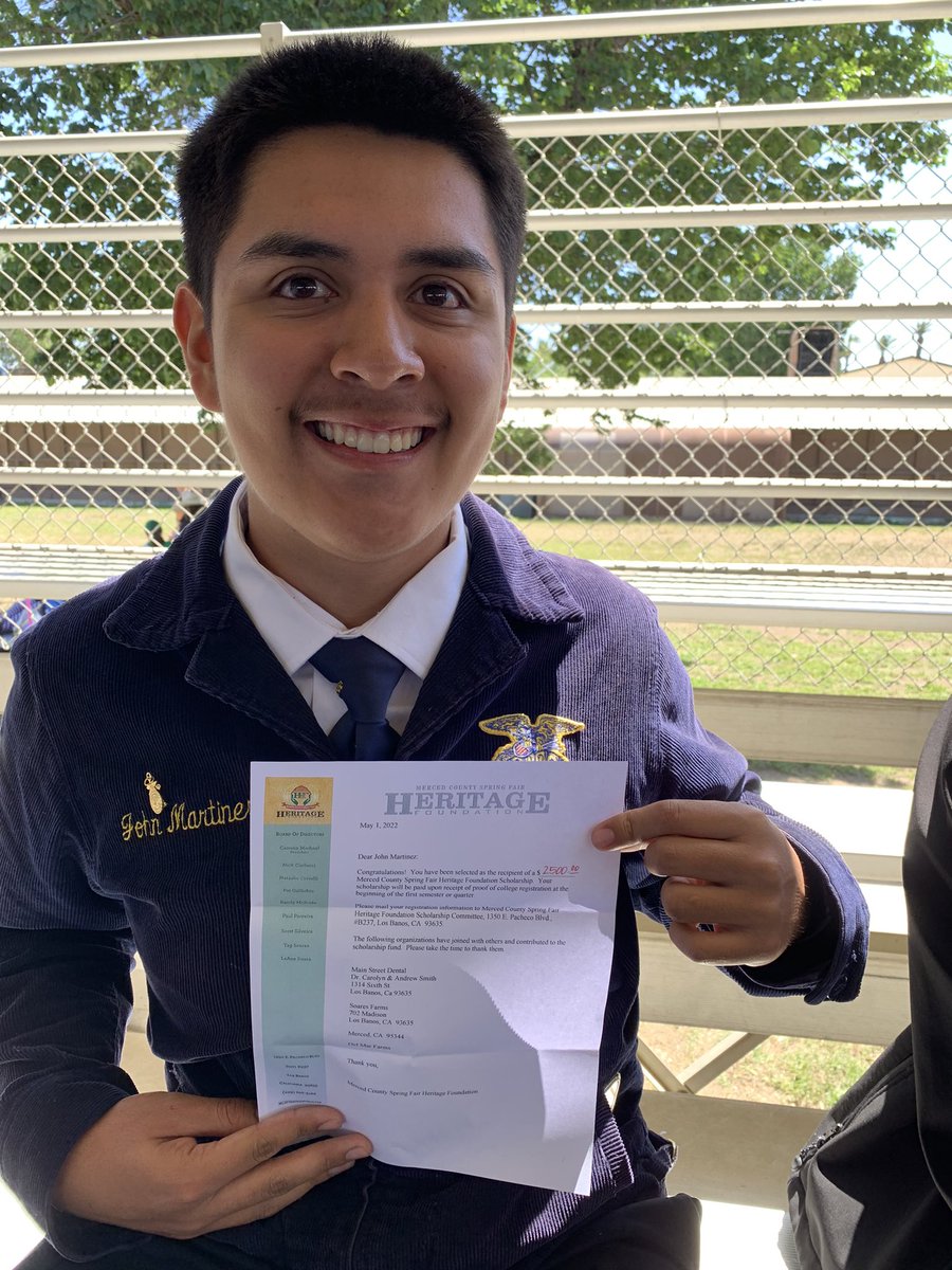 Congratulations to John Martinez for receiving the Merced County Spring Fair Heritage Foundation Scholarship!