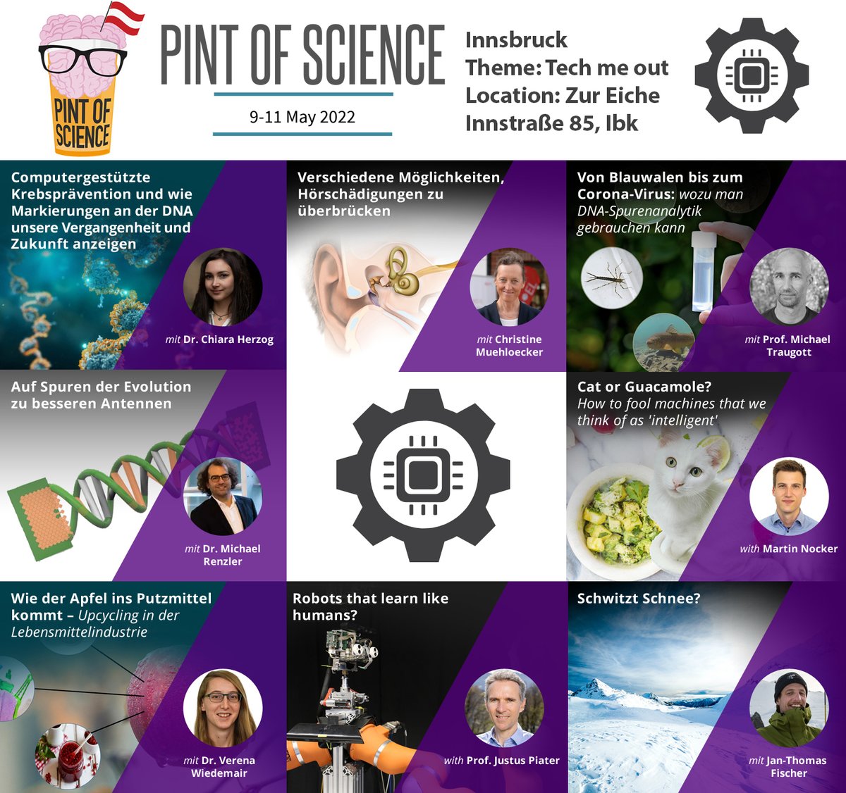 Komm vorbei, wenn Forscher*in <a href="/chiara_herzog/">Dr Chiara Herzog</a> @MichaelRenzler <a href="/nockermartin/">Martin Nocker</a> u.a. von <a href="/uniinnsbruck/">@uniinnsbruck@social.uibk.ac.at</a> @bfwald <a href="/MCI_Innsbruck/">MCI | The Entrepreneurial School®</a> <a href="/sinsoma_eDNA/">Sinsoma</a> <a href="/DiSC_uibk/">Digital Science Center (DiSC)</a> <a href="/medel/">Manuel Medel Pedro</a> erzählen, was sie erforschen. 🥳 Wann&amp;Wo? 9-11. Mai, Zur Eiche #Innsbruck
Kauf jetzt das Ticket pintofscience.at/events/innsbru… #pint22