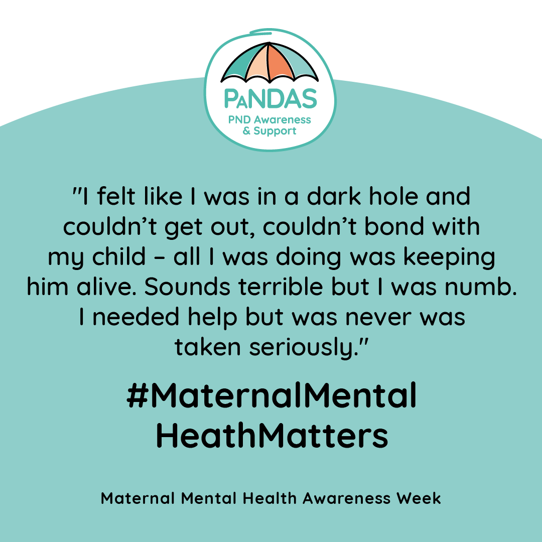 Today's theme for #MMHAW22 'We Are Stronger Together' is more important than ever. Parents and carers need to connect together...to know that they aren't alone and that others feel the way they do too. https//pandasfoundation.enthuse.com/cp/51c98/PANDASFoundation#!/