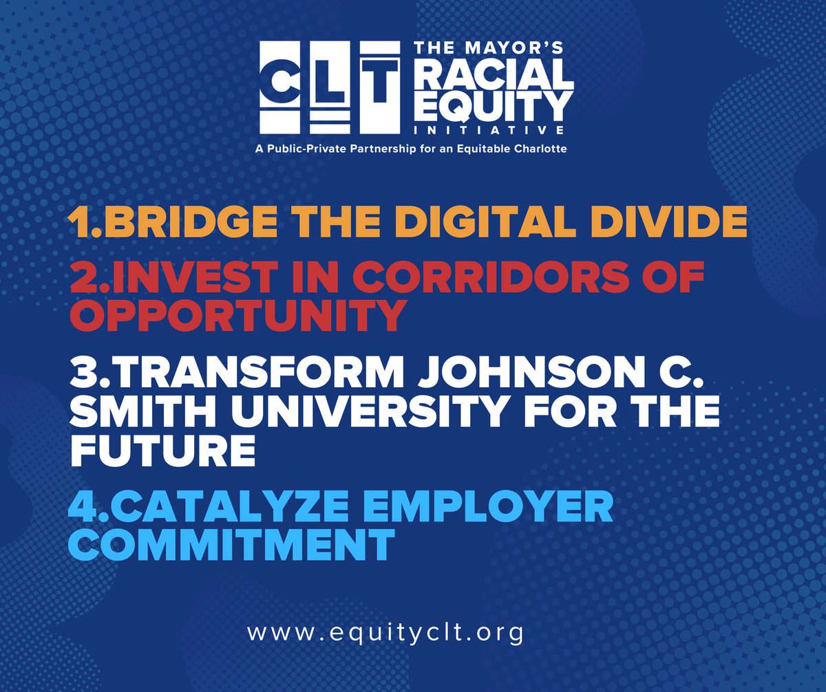 EquityCLT's tweet photo. The Mayors Racial Equity Initiative strives to provide solutions-driven, measurable strategies that produce equitable access, opportunities, treatment and outcomes for Charlotte’s communities of color. 

To learn more visit us at https://t.co/fiqvG94mj1

#racialequity #equityclt https://t.co/3uPGUmJczs
