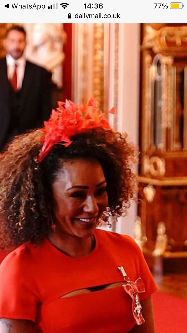 timbentinck's tweet photo. Mel B wears a beautiful @judybentinck headpiece to receive her very deserved MBE.
V. proud! 😎💕 https://t.co/xU5MglPoAU
