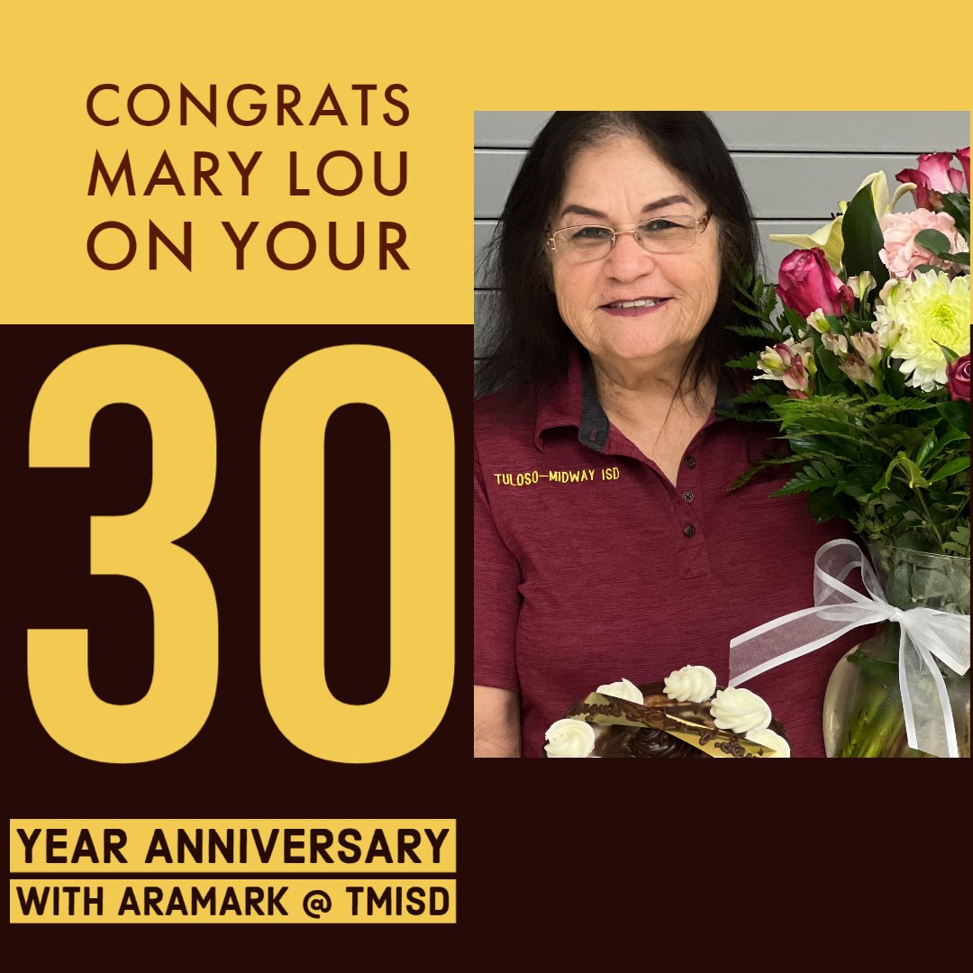 Congratulations on reaching such a spectacular milestone, we cannot thank you enough for your hard work and dedication to Aramark <a href="/TMPrimary/">Tuloso Midway Primary</a> @K12Aramark