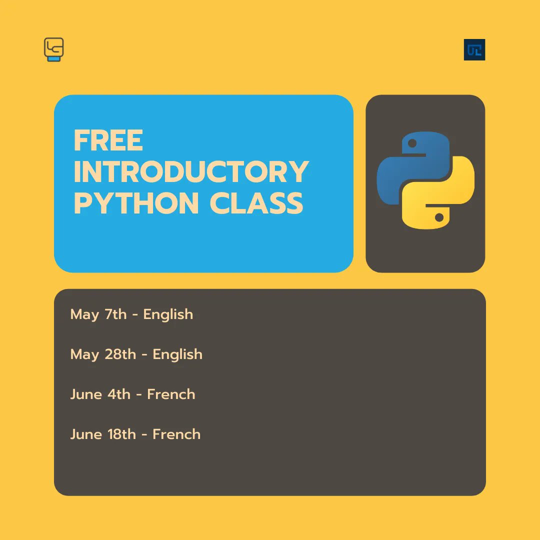 sikilabs's tweet photo. @ujimalabs is partnering with us to offer a free python interactive introductory class, english and french sessions. Get access to an IDE, write code and more! see you there https://t.co/sosz5ivdAh #python #introduction #online #training #learbydoing #sikilabs #ujimalabs https://t.co/i9qfdnGktR