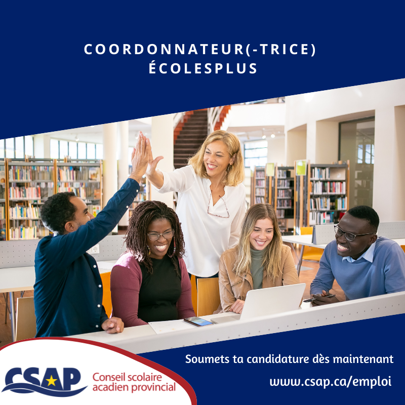 Pas seulement un emploi, une expérience! ✨

Nous avons un nouveau poste au CSAP! Nous sommes à la recherche d'un(-e) coordonnateur(-trice) des ÉcolesPlus.

Soumets ta candidature !! 👇
jobs.ednet.ns.ca/job-invite/750…