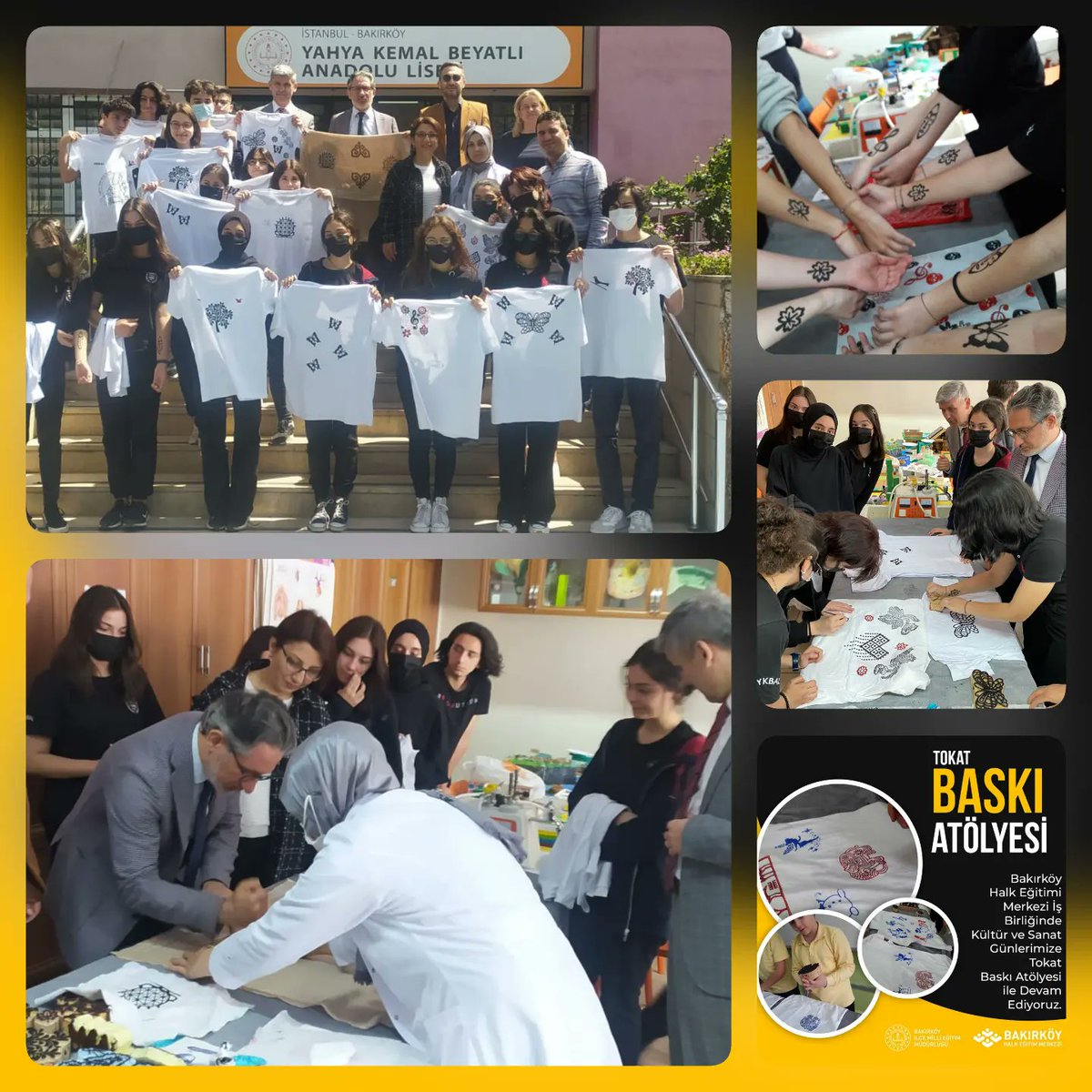 💢Kültür ve Sanat Günlerimize Tokat Tahta Baskı Yapma Atölyesi  ile Devam Ediyoruz.💫

<a href="/BYahKemBeyAnLis/">Bakırköy Yahya Kemal Beyatlı Anadolu Lisesi</a>'nde <a href="/Bahem1/">Bakırköy HEM</a> tarafından düzenlenen Tokat Tahta Baskı Yapma Atölyesi'ne katılan, İlçe Millî Eğitim Müdürümüz Sayın M.Fatih Çepni öğrencilerimizle bir araya geldi.

<a href="/tcmeb/">Millî Eğitim Bakanlığı</a>