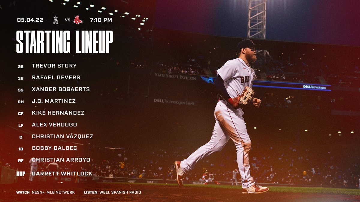 2B - Trevor Story
3B - Rafael Devers
SS - Xander Bogaerts
DH - J.D. Martinez
CF - Kiké Hernández
LF - Alex Verdugo
C - Christian Vázquez
1B - Bobby Dalbec
RF - Christian Arroyo