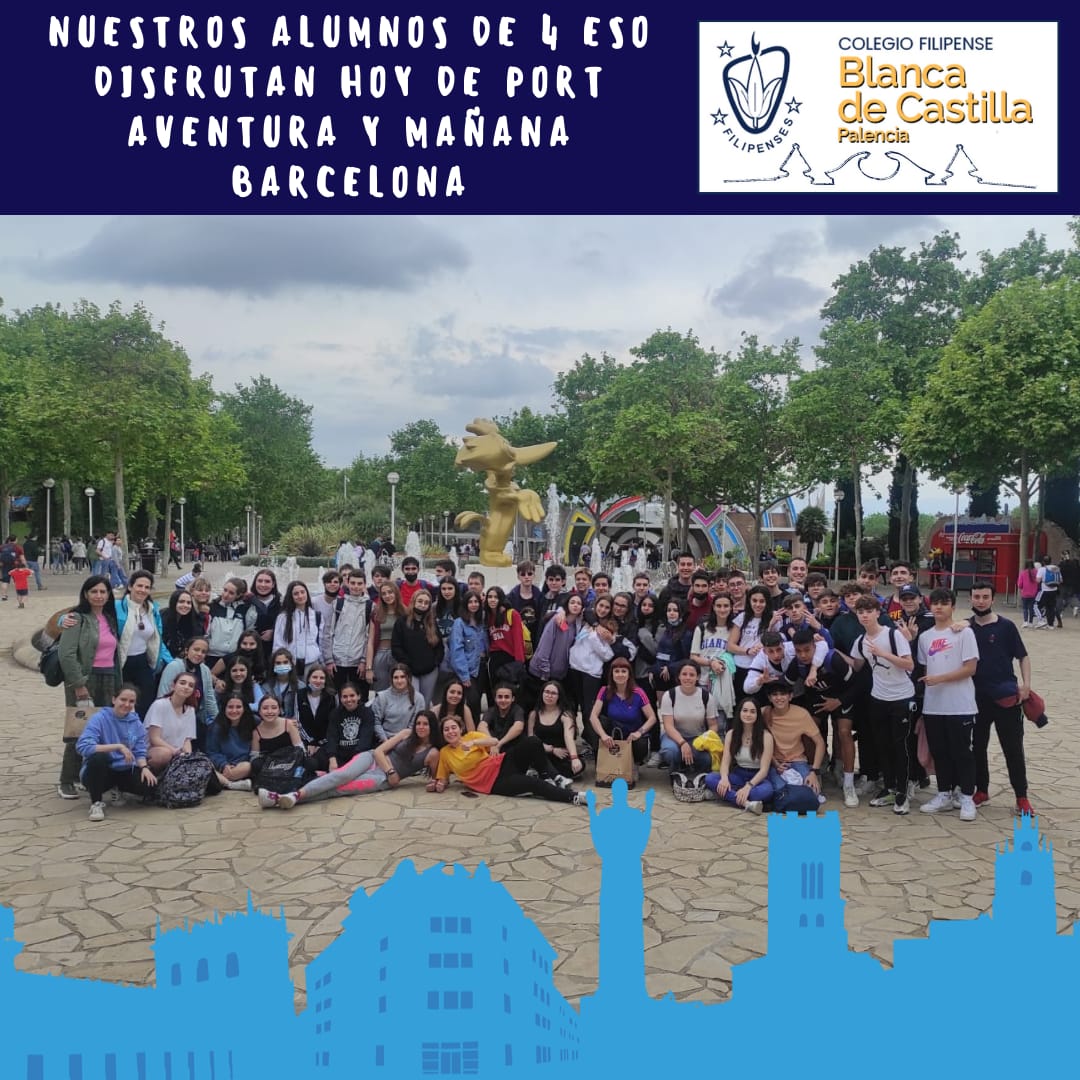 Nuestros alumnos de cuarto de la ESO disfrutan estos días de un viaje de convivencia en Port Aventura y Barcelona. ¡Disfrutad mucho! #secundaria #filipensespalencia #convivencia #blancadecastillapalencia #micolemola