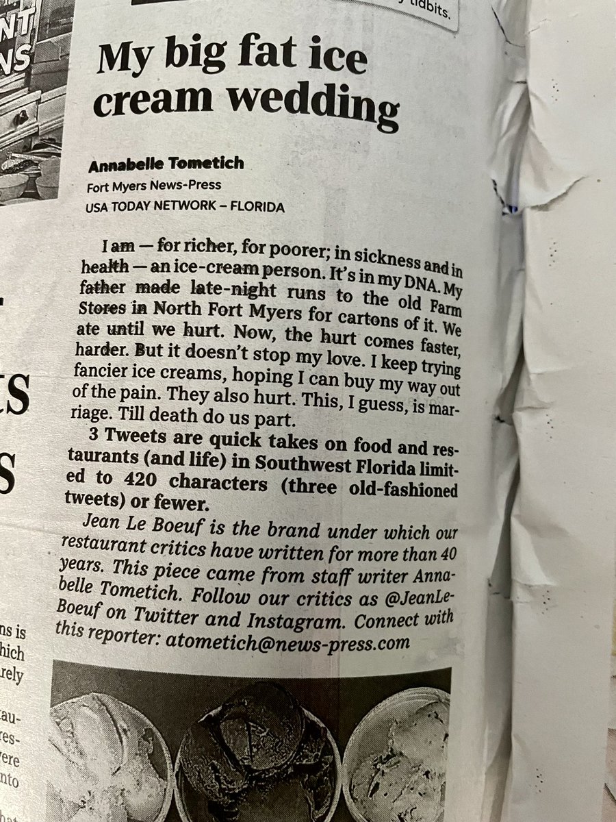 ATometich's tweet photo. Reason No. 9,479 to go retro and become a print subscriber: the physical Taste section of @TheNewsPress is the only place you’ll find my #3Tweets reviews. So smudgy! So fun! https://t.co/p9mUVZWCXm