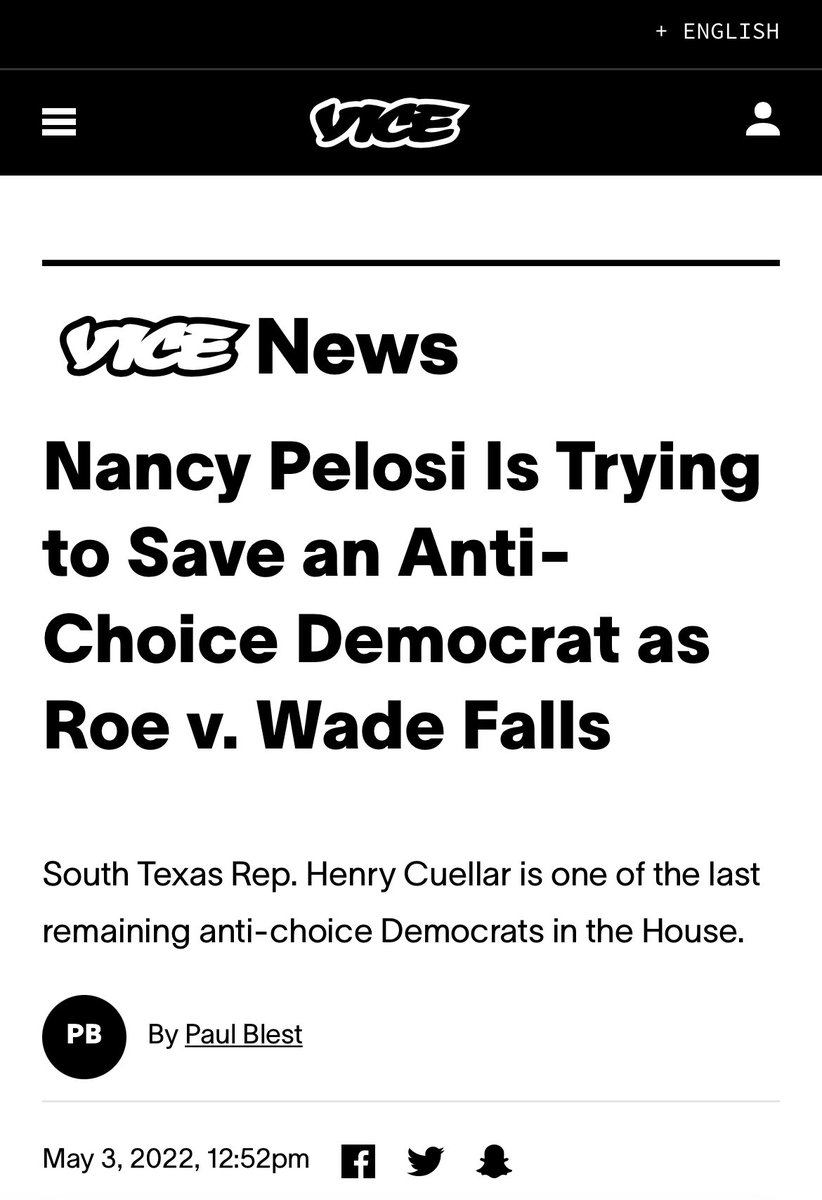 🗣DEMS! 

<a href="/SpeakerPelosi/">Nancy Pelosi</a>, @WhipClyburn &amp; others are supporting ANTI-CHOICE Henry Cuellar in TX instead of his PRO-CHOICE progressive opponent <a href="/JCisnerosTX/">Jessica Cisneros</a> in the election on 5/24.

Anyone care to hold Dem leadership accountable? Or rather rage Tweet at me like <a href="/RepSwalwell/">Rep. Eric Swalwell</a> ??