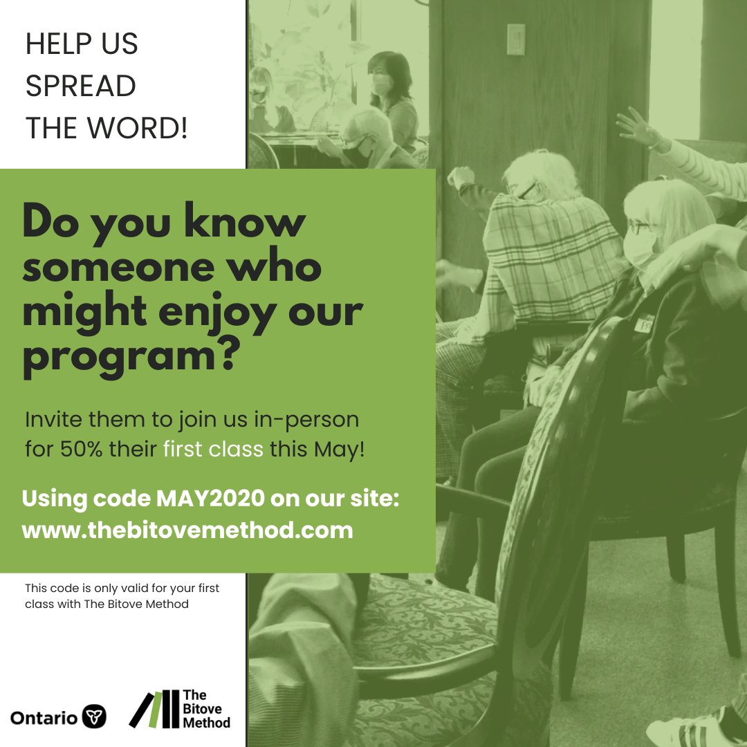 thebitovemethod's tweet photo. As we get back into our flow of weekly in-person programming, we are always looking for new people to join our community.

Please forward this offer to anyone in your network who you think would enjoy our program &amp; help us grow our community!
https://t.co/eb0hwpl9UU #dementiacare https://t.co/k24r6vhGRh