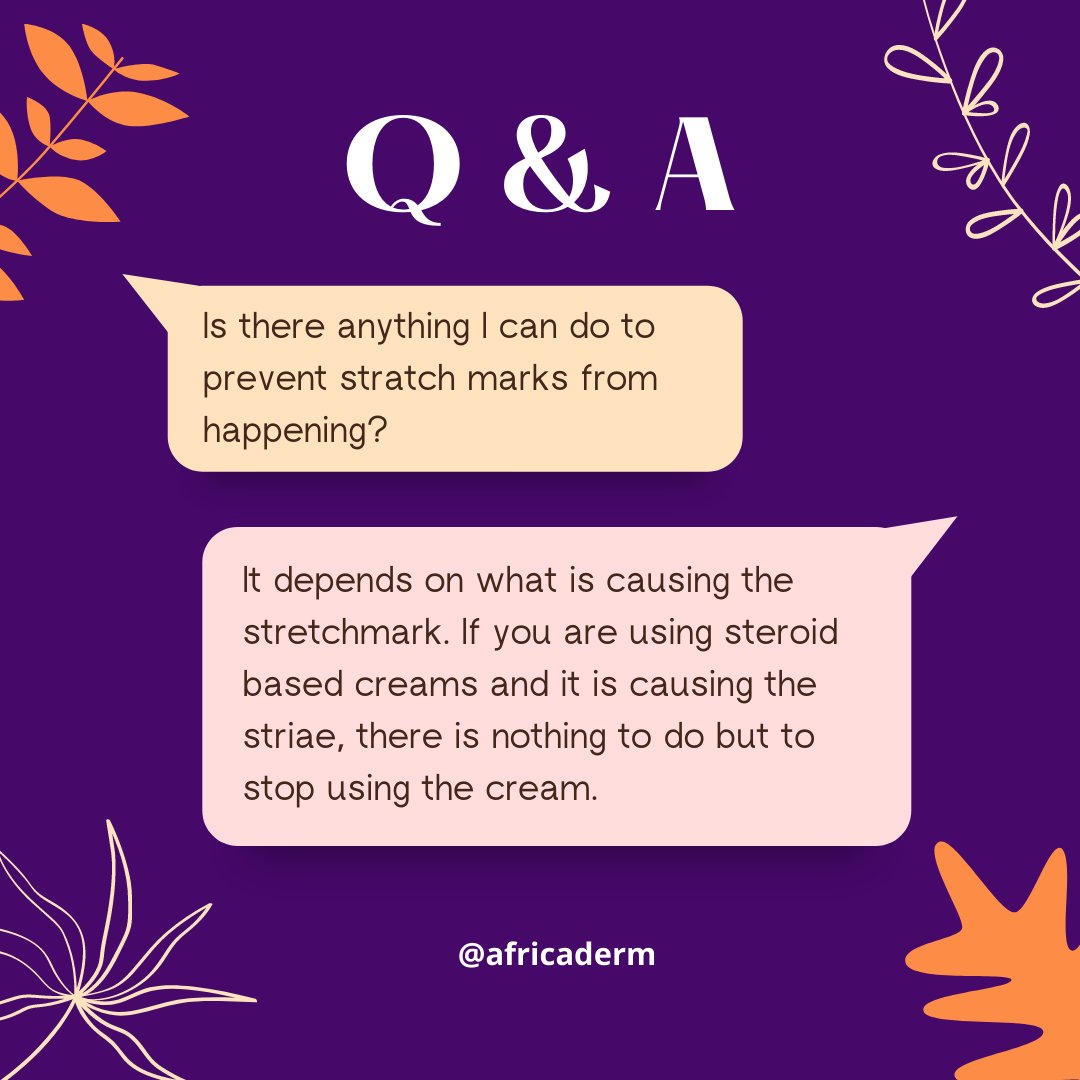 QnA with Africaderm 🙋🏿‍♀️

We got a dermatologist to answer this question! 👩🏾‍⚕️

Like and Rt if you have stratch marks. 🙌🏾
