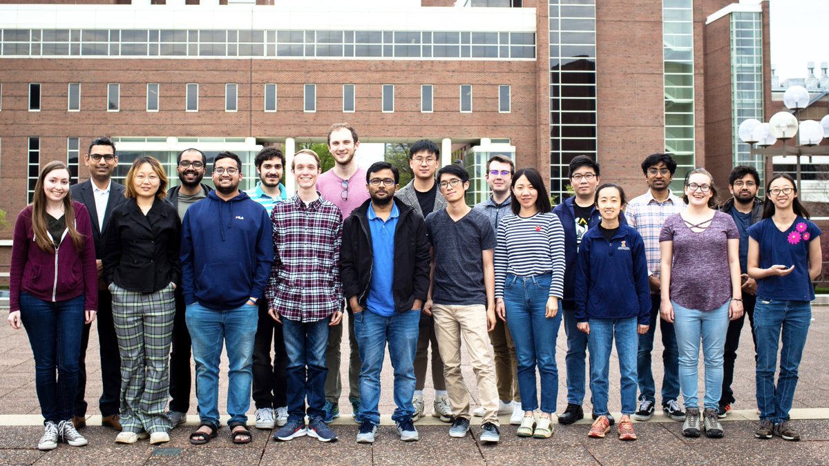 ShuklaGroup's tweet photo. It’s group photo 📸 time in @ShuklaGroup! Some members are missing but we got enough crew members lined up to take a group photo after a gap of two years! Thanks to @ChBEIllinois communications director Claire @ClaireBenji for taking this photo! https://t.co/tM5oc3ICFS