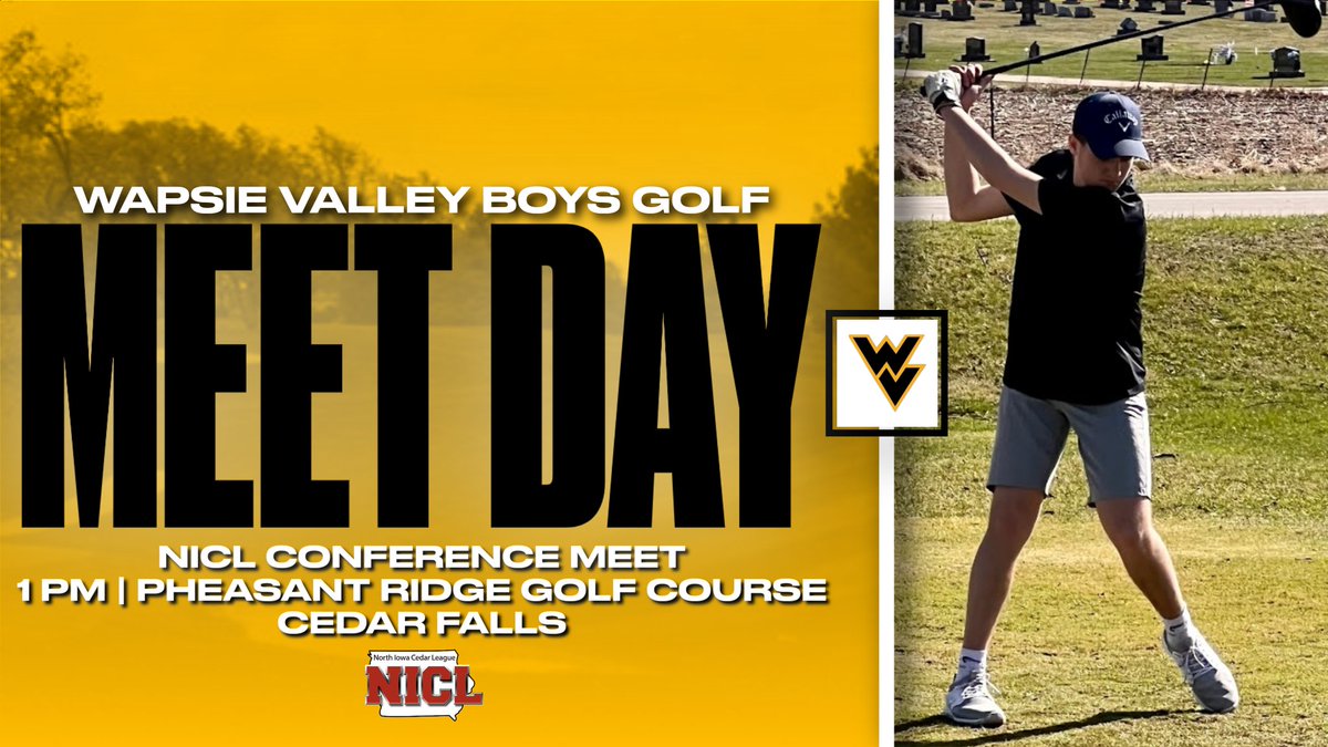 WapsieAthletics's tweet photo. Time to square of with the conference's best over a full 18 holes!
⛳️ Boys Golf
🏆 NICL Conference Meet
🏟 Pheasant Ridge Golf Course
📍 Cedar Falls
⏰️ 1:00 PM
🌡 58°F 🌤
💨 9 mph, ENE
#Wapsie #WVGolf #WarriorPride #iahsgolf https://t.co/6Sy5XFZ5kR
