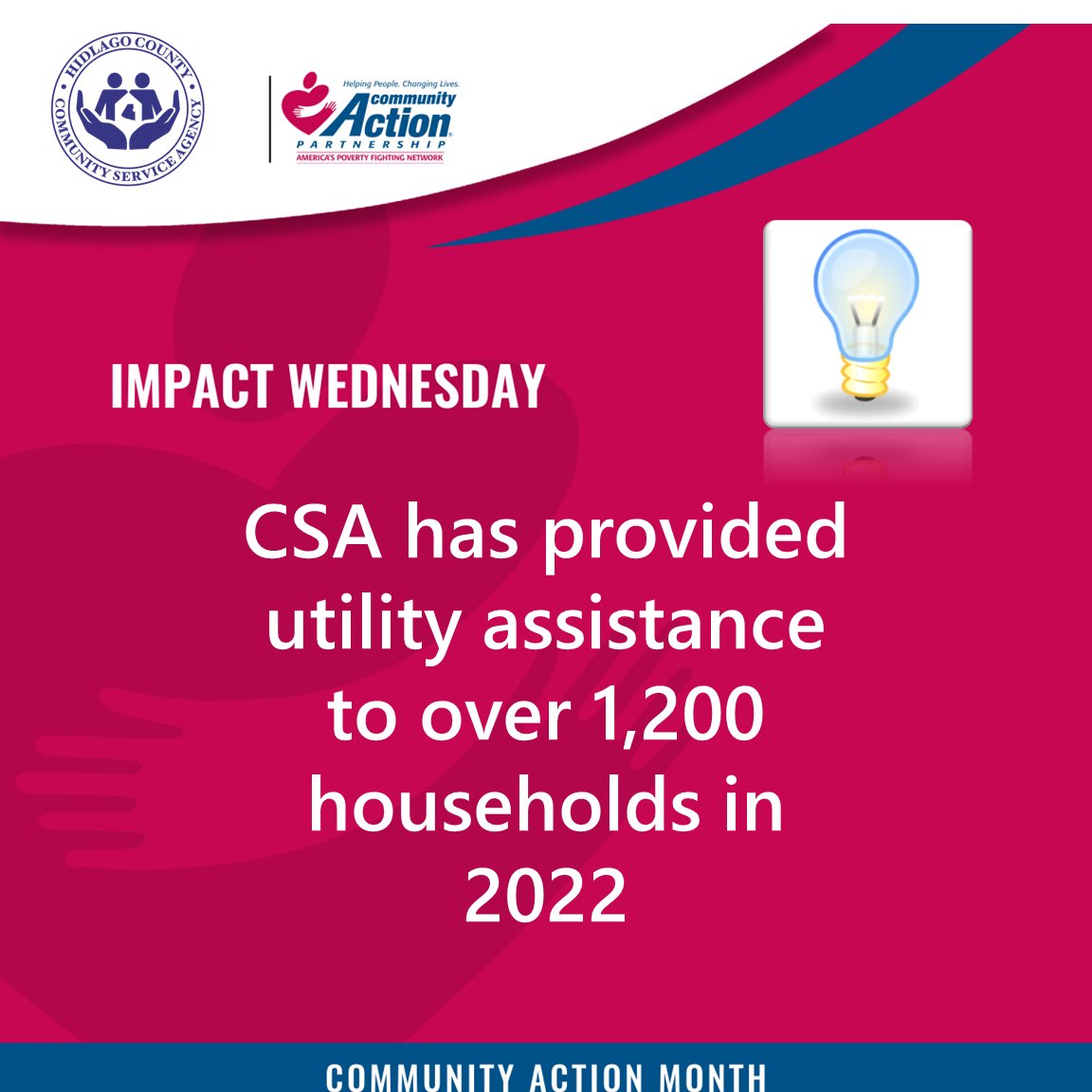 Community Action has been providing utility assistance in Hidalgo County to help families avoid service shut-off during the COVID-19 pandemic 💡

#impactwednesday #communityactionresponds #communityactionmonth2022 #communityactionpartnership #hidalgocounty  #communityactionagency