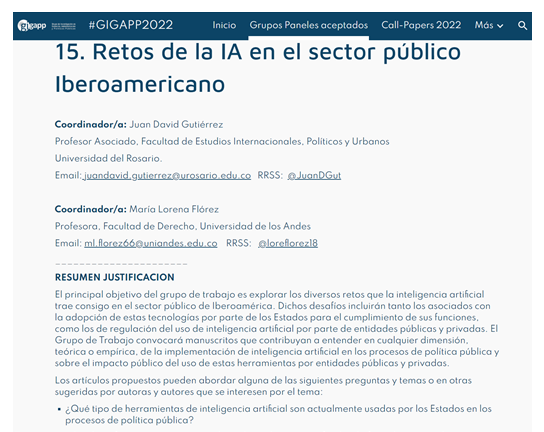 GIGAPP's tweet photo. 📌📢‼️ #lastcall #callpapers #GIGAPP2022 #InteligenciaArtificial “Retos de la #IA en el sector público iberoamericano” Coord. @JuanDGut @loreflorez18 @URosario [Quedan solo 4 días ¡Último días!] https://t.co/Tuhhc7Y3SD https://t.co/JyfTcxUnVm