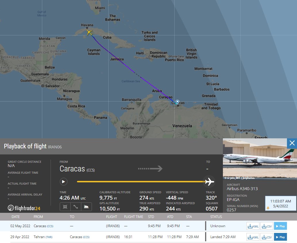 FlconEYES's tweet photo. El magnate de petróleos de Irán, desde el 2Mayo en Cuba, procedente desde Venezuela. Donde tratarían los acuerdos de cooperación.
#Cuba produce petróleo? NO, entonces que buscan?🧐
Airbus A340-313 | EP-IGA | #7324E1 | #EPIGA
#OOTT #oilandgas https://t.co/oGDHXzcr0v