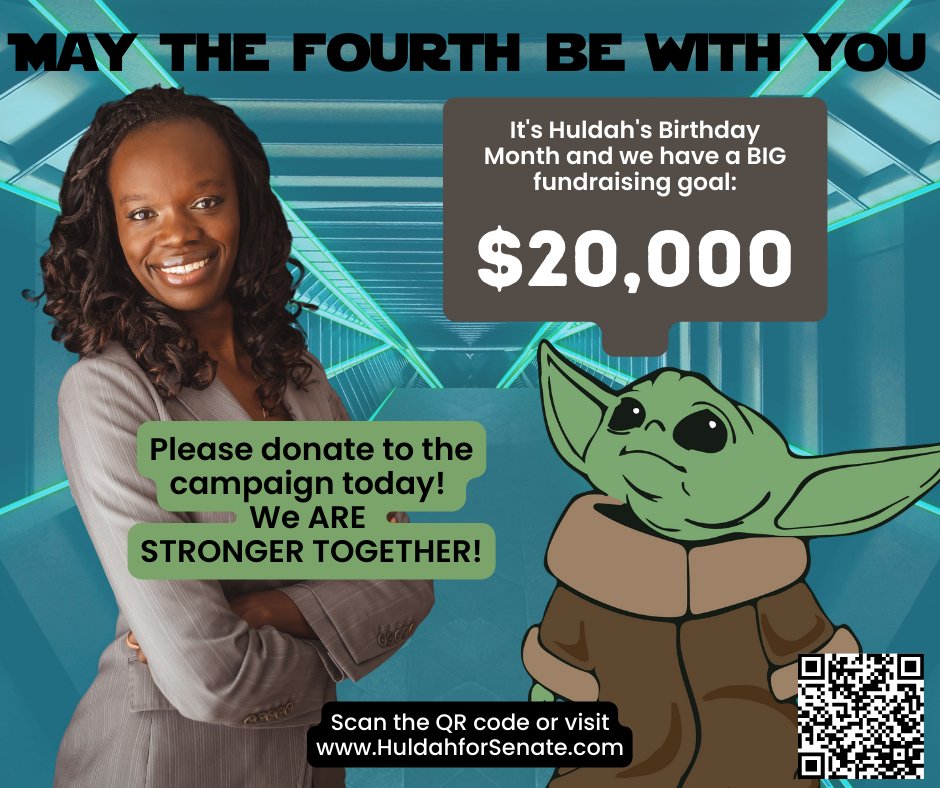Huldah4House's tweet photo. Happy Star Wars Day!! May the force that is HULDAH be with you!
#huldahforsenate #brooklynparkmn #wearebrooklynpark #brooklyncenter #osseo #sd38 #strongertogether #familycommunityservice https://t.co/J9ikLbNm3k