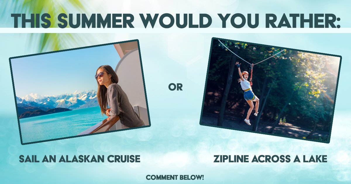 Would you rather?!!#AlaskanCruise #Ziplining  ##Whatever #Travel #Vacation #Memories #Experience #Living #BucketList