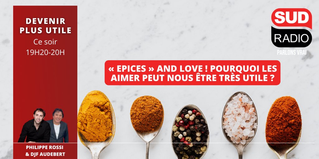 SudRadio's tweet photo. [#LesVraiesVoix]🔴 Devenir Plus Utile avec DJF Audebert et les laboratoires Activa c'est ce soir à 19h20
🎙️  Avec Cédric Martin, fondateur du site https://t.co/6eRtKxMwrS, Geneviève Martin, consultante en ayurveda et auteur et Inès Peyret, journaliste https://t.co/mNQ0oZIyQ5