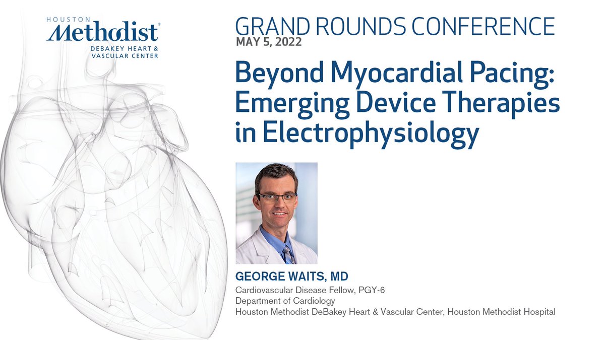 DeBakey CV Education - World Class CV Training (@debakeycvedu) on Twitter photo Tomorrow at 8am CST! Join us for Grand Rounds Conference with <a href="/Georgetweet4/">George Waits</a> discussing emerging device therapies in #electrophysiology! Watch it LIVE @ bit.ly/39vs6Rn
#CardioTwitter #CardioEd #Myocardial #EPeeps <a href="/HMHCardioFellow/">Houston Methodist Cardiovascular Fellowships</a> <a href="/SLittleMD/">Stephen Little, MD</a> <a href="/WilliamZoghbi/">WilliamZoghbi</a> Tomorrow at 8am CST! Join us for Grand Rounds Conference with <a href="/Georgetweet4/">George Waits</a> discussing emerging device therapies in #electrophysiology! Watch it LIVE @ bit.ly/39vs6Rn
#CardioTwitter #CardioEd #Myocardial #EPeeps <a href="/HMHCardioFellow/">Houston Methodist Cardiovascular Fellowships</a> <a href="/SLittleMD/">Stephen Little, MD</a> <a href="/WilliamZoghbi/">WilliamZoghbi</a>