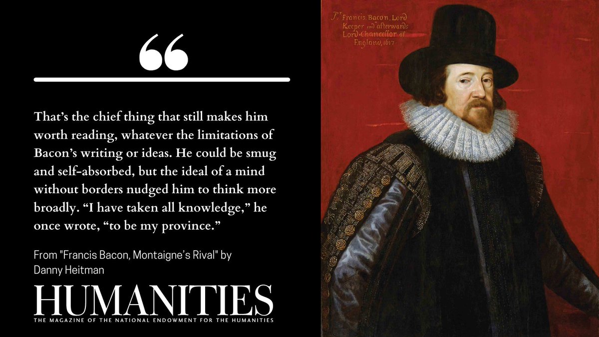 Francis Bacon and Michel de Montaigne. Rivals? <a href="/Danny_Heitman/">Danny Heitman</a> writes on some of their influential essays: neh.gov/article/franci…