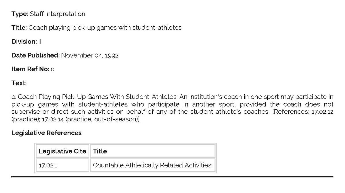Beavers_Comply's tweet photo. Interesting little find here... a coach of one sport may participate in pick up games with student-athletes who participate in another sport, provided the coach doesn't supervise or direct such activities on behalf of the student-athletes coach(es). https://t.co/j9XWDsert5
